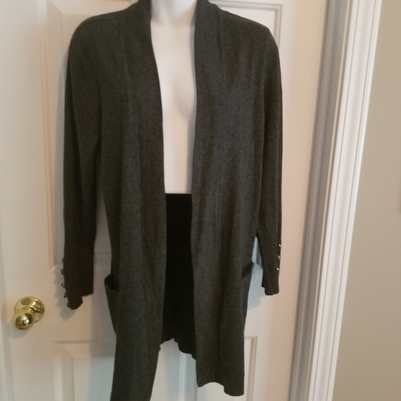 JM Collection Tops - JM Collection Charcoal Cardigan-PXL